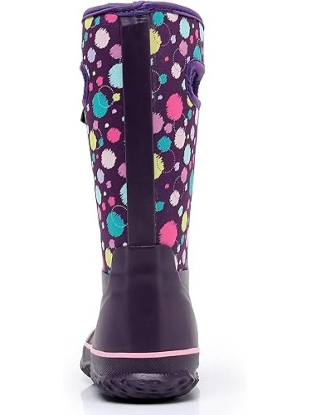 WTW Big Kid Size 1 Boots Rubber Rain Snow Waterproof Winter Mid-Calf Polka Dots